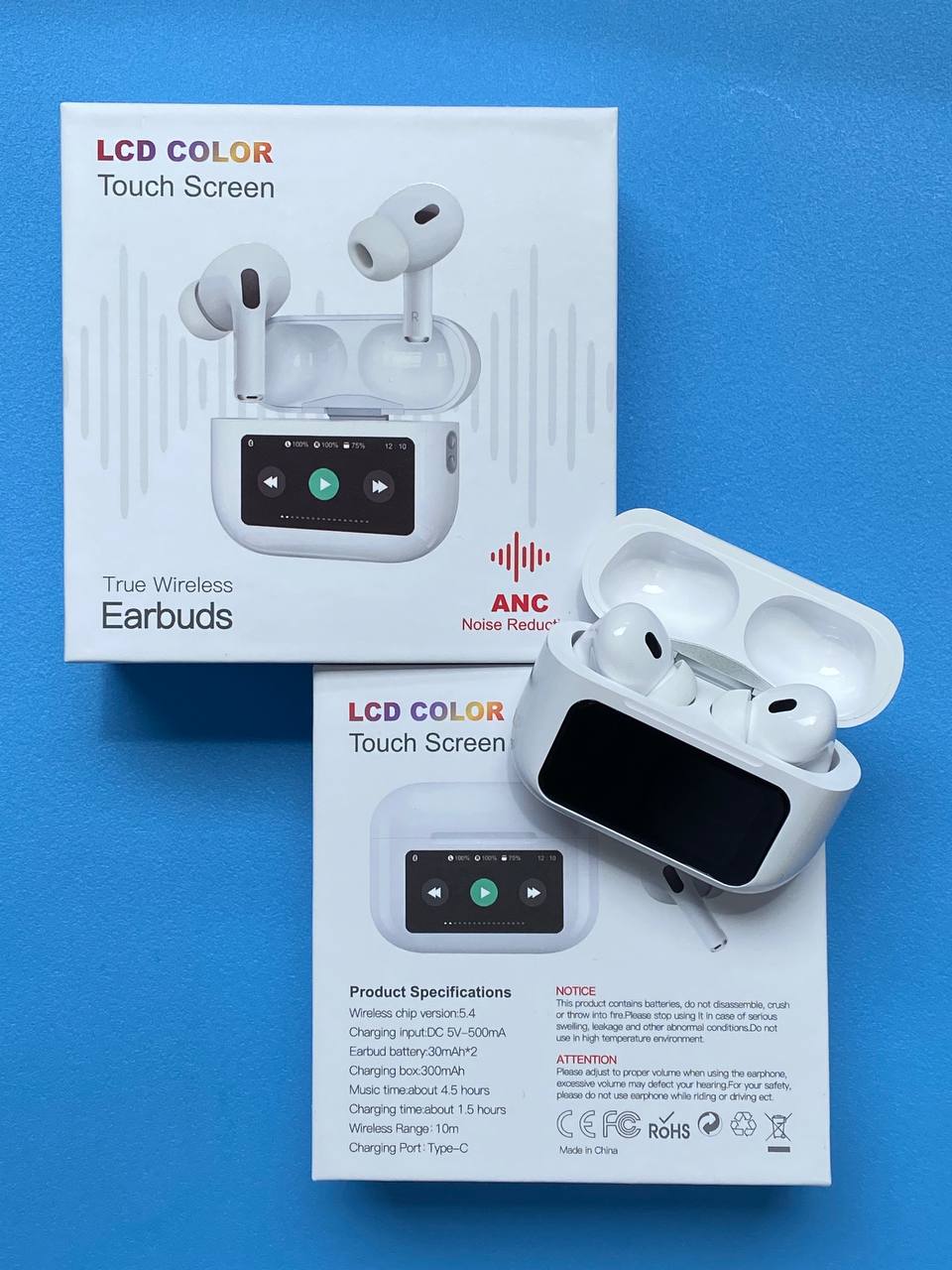 Audífonos tipo Airpods con pantalla