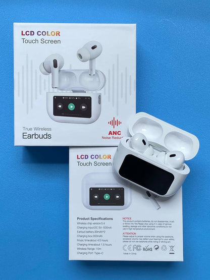 Audífonos tipo Airpods con pantalla