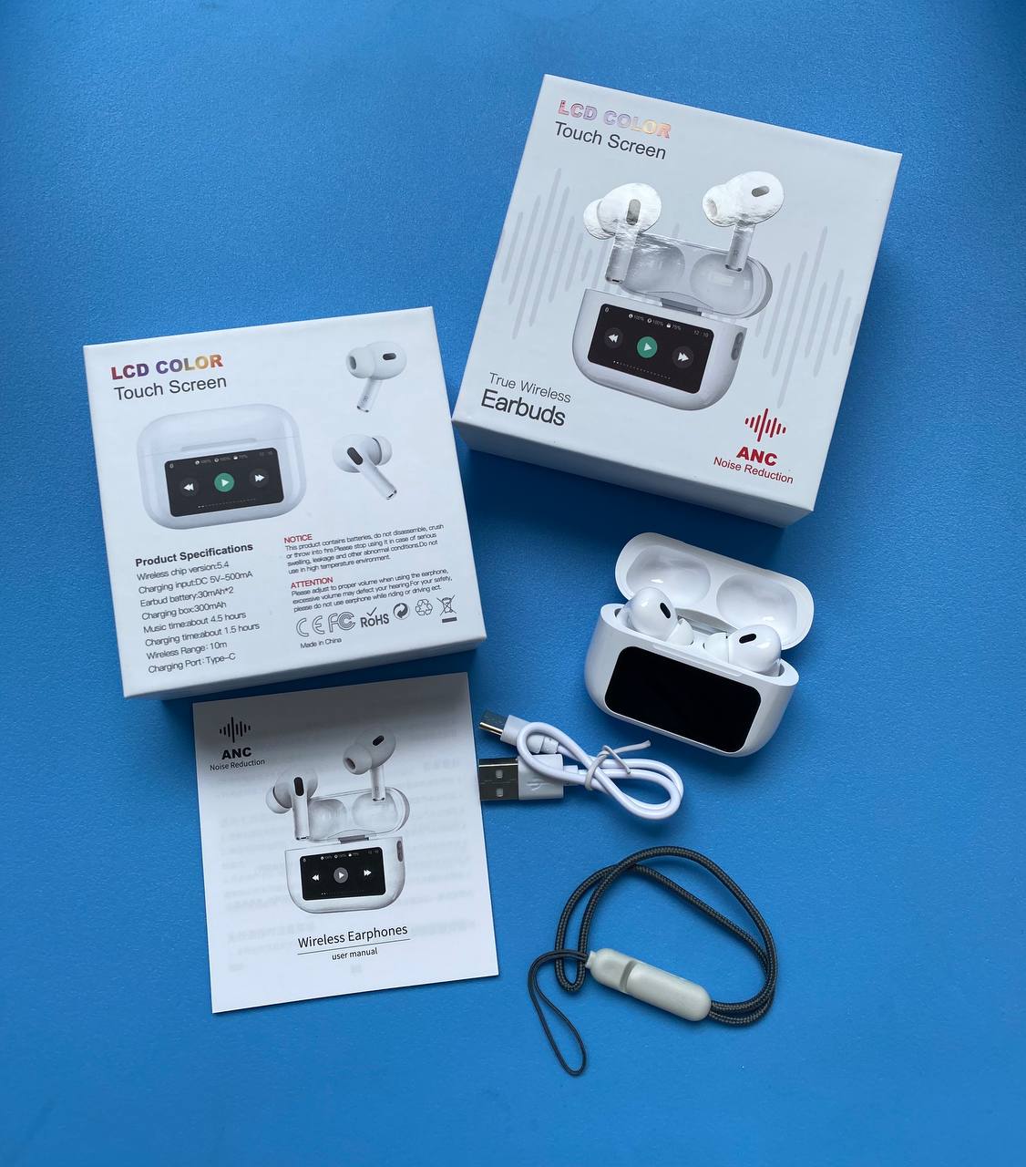 Audífonos tipo Airpods con pantalla