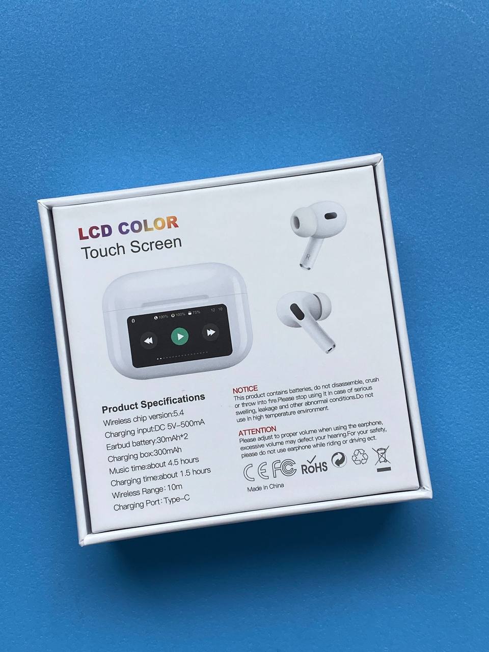 Audífonos tipo Airpods con pantalla